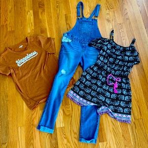Justice overalls and romper and old navy top